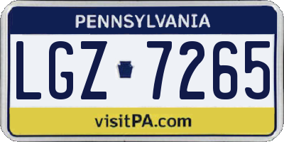 PA license plate LGZ7265