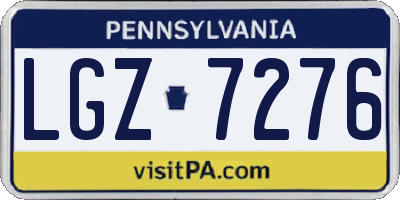 PA license plate LGZ7276