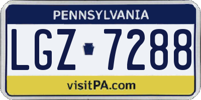 PA license plate LGZ7288