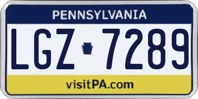 PA license plate LGZ7289