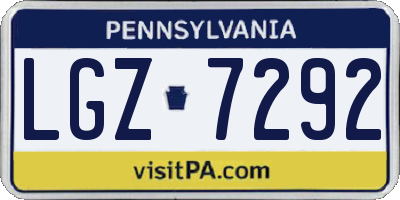PA license plate LGZ7292