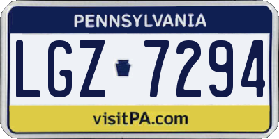 PA license plate LGZ7294