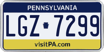 PA license plate LGZ7299