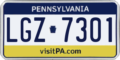 PA license plate LGZ7301