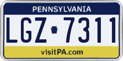 PA license plate LGZ7311