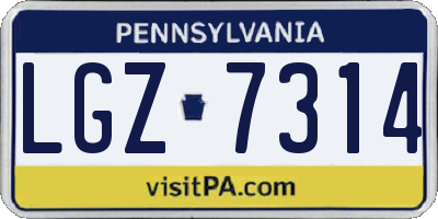 PA license plate LGZ7314
