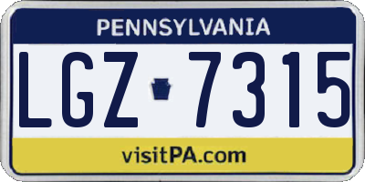 PA license plate LGZ7315