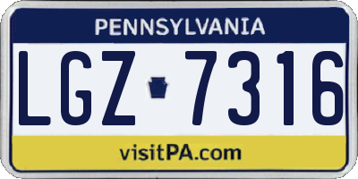 PA license plate LGZ7316