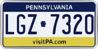 PA license plate LGZ7320