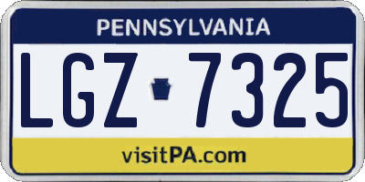 PA license plate LGZ7325