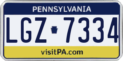 PA license plate LGZ7334