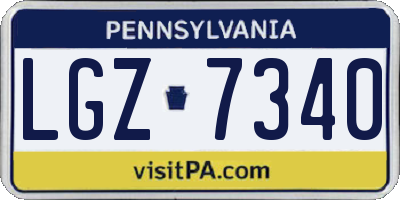 PA license plate LGZ7340