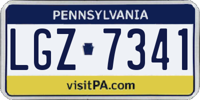 PA license plate LGZ7341