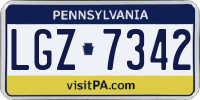 PA license plate LGZ7342