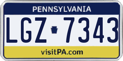 PA license plate LGZ7343