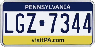 PA license plate LGZ7344