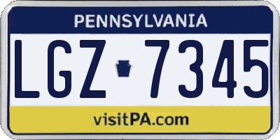 PA license plate LGZ7345