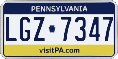 PA license plate LGZ7347