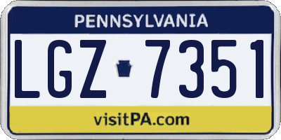 PA license plate LGZ7351