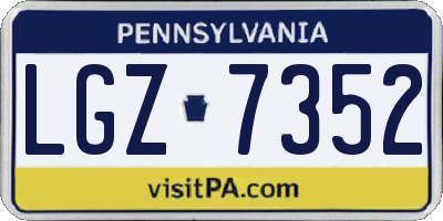 PA license plate LGZ7352