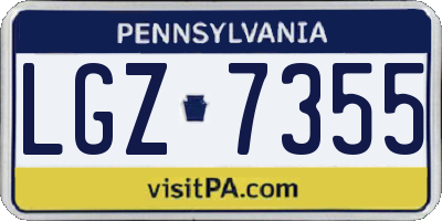 PA license plate LGZ7355