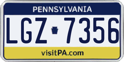 PA license plate LGZ7356