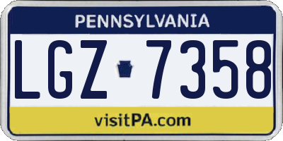 PA license plate LGZ7358