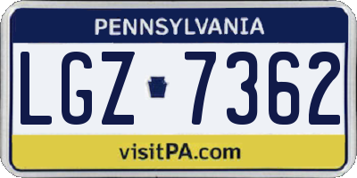 PA license plate LGZ7362