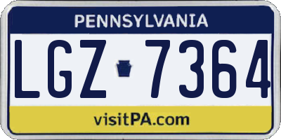 PA license plate LGZ7364