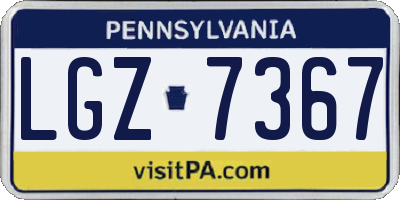 PA license plate LGZ7367