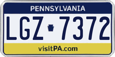 PA license plate LGZ7372