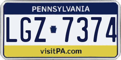 PA license plate LGZ7374