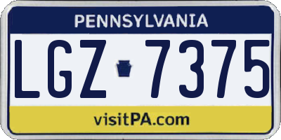 PA license plate LGZ7375