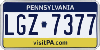 PA license plate LGZ7377