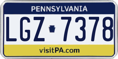 PA license plate LGZ7378