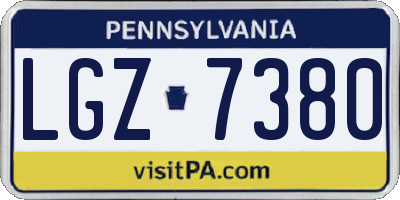 PA license plate LGZ7380
