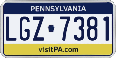 PA license plate LGZ7381