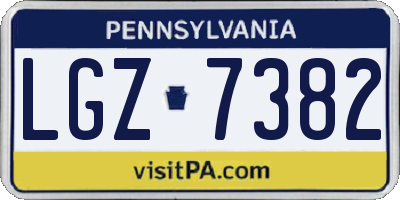 PA license plate LGZ7382