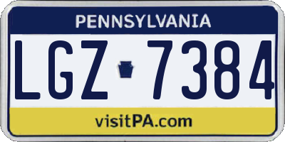 PA license plate LGZ7384