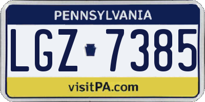 PA license plate LGZ7385
