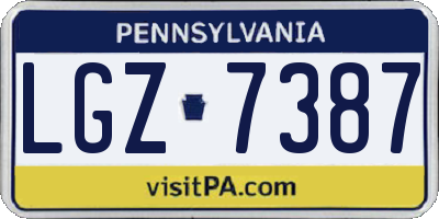 PA license plate LGZ7387