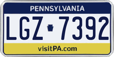 PA license plate LGZ7392