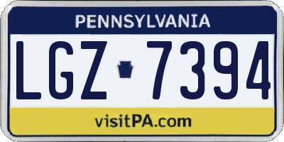 PA license plate LGZ7394