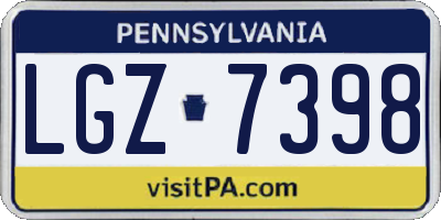 PA license plate LGZ7398