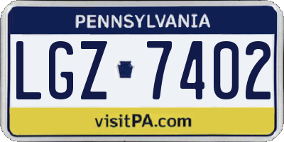 PA license plate LGZ7402