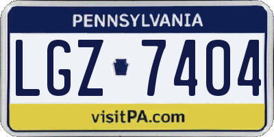 PA license plate LGZ7404