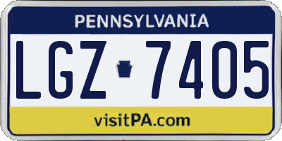 PA license plate LGZ7405