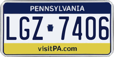 PA license plate LGZ7406