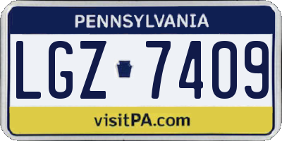 PA license plate LGZ7409