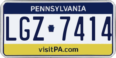 PA license plate LGZ7414